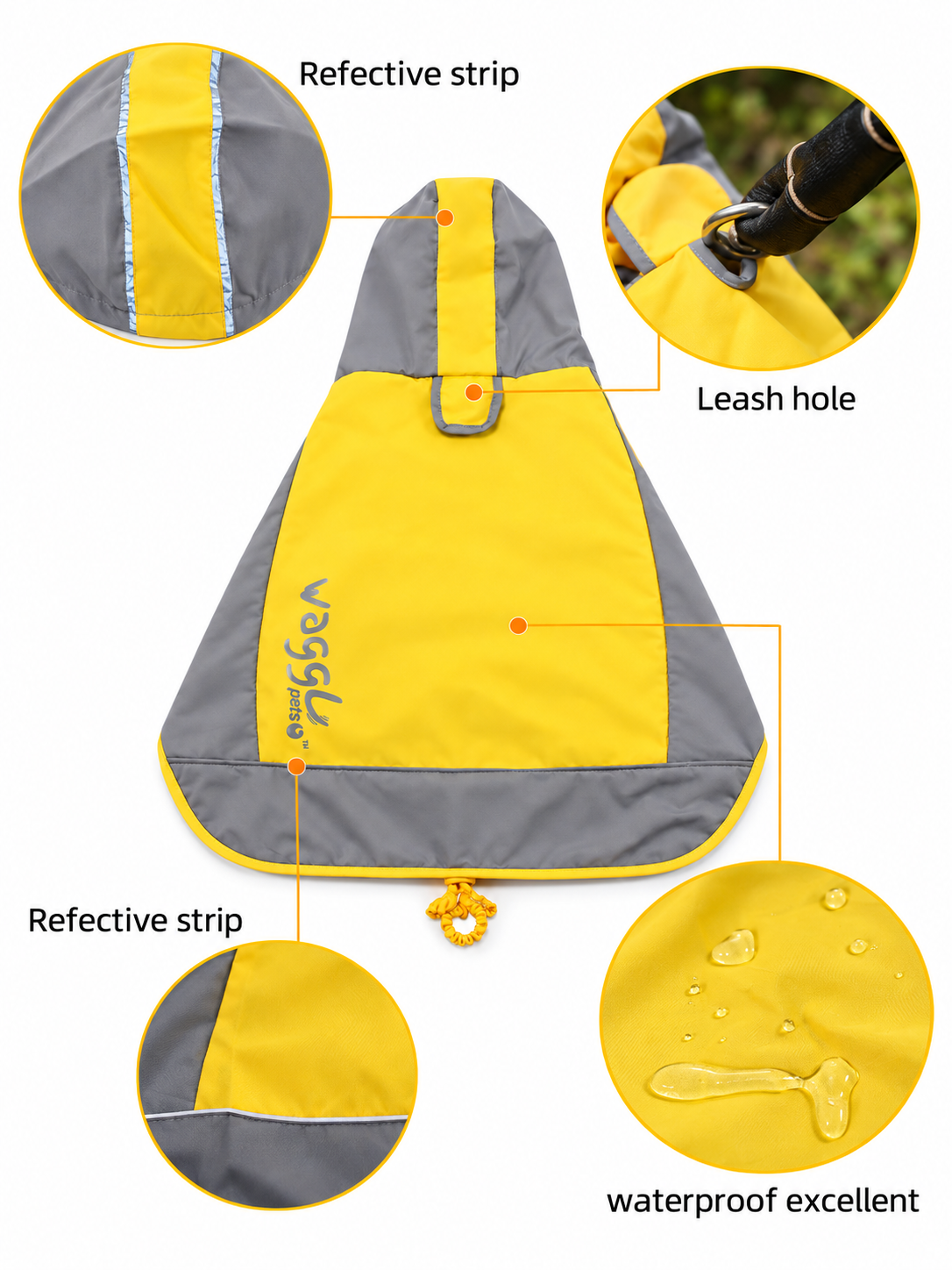 Veste imperméable à capuche pour chien Puddle Parade de WAGGL Pets