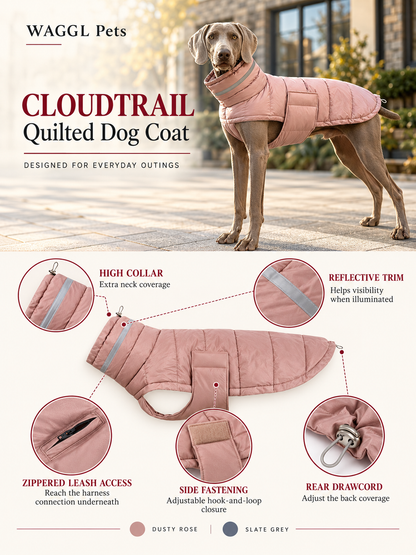 WAGGL Pets Cloudtrail Quilted Dog Coat