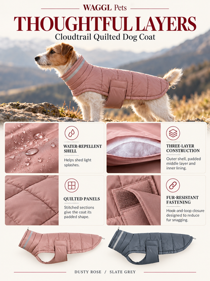 WAGGL Pets Cloudtrail Quilted Dog Coat