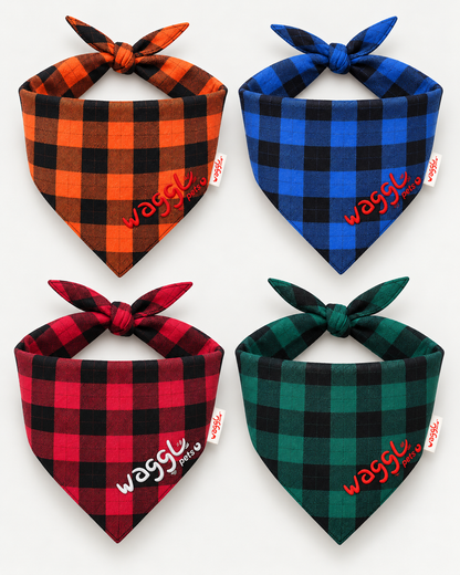 WAGGL Pets Buffalo Plaid Dog Bandana