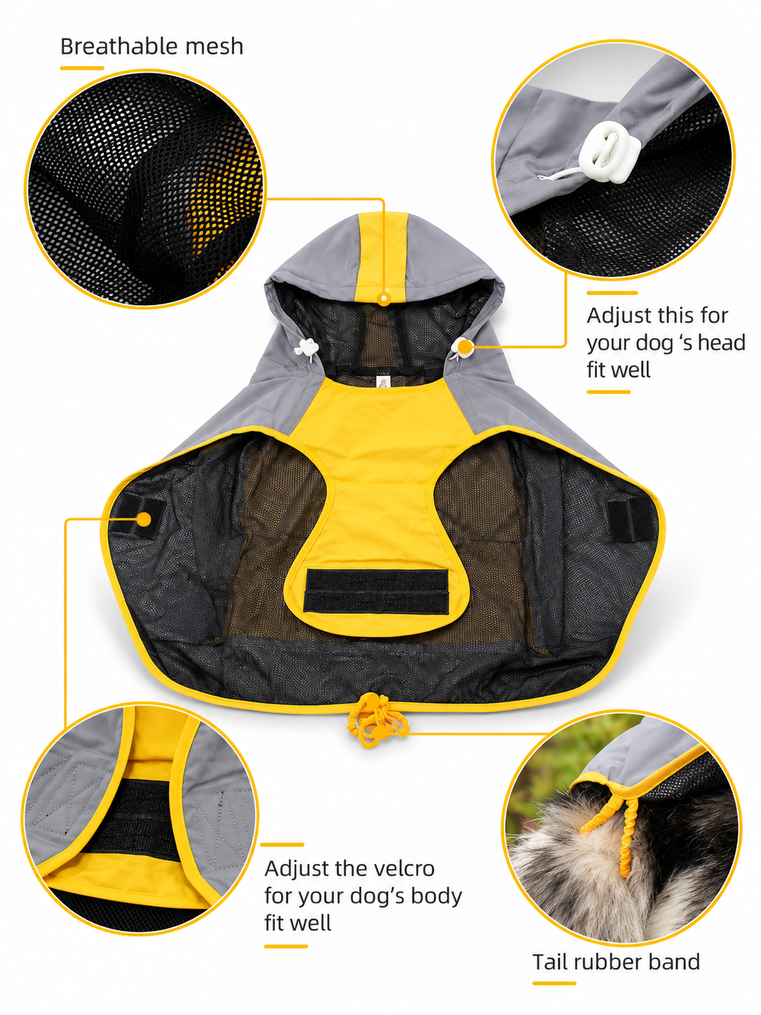 Veste imperméable à capuche pour chien Puddle Parade de WAGGL Pets
